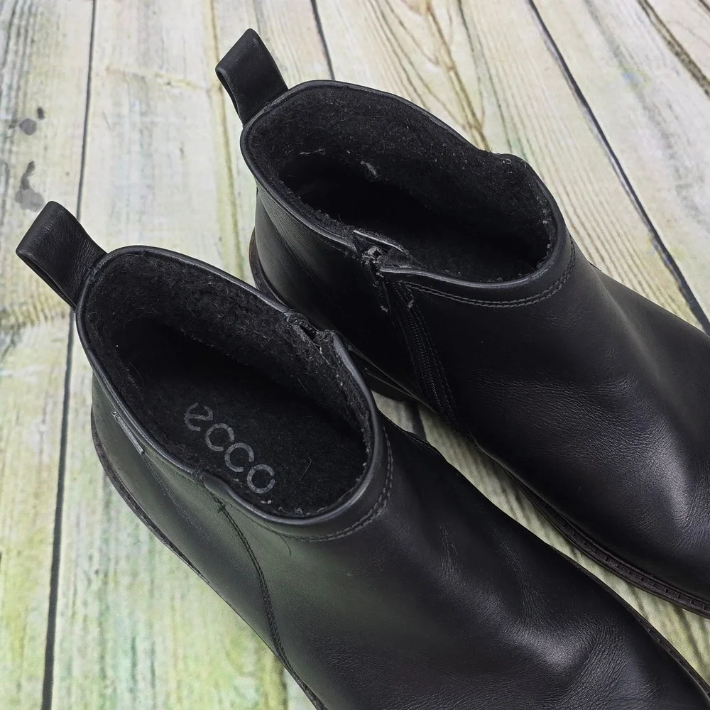 ECCO Holton Gore-Tex Chelsea Boots Mens 43 / 9 Black Leather Waterproof Side Zip